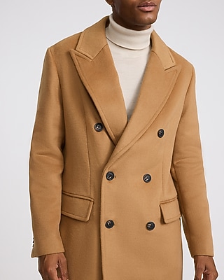 Camel Double Breasted Wool-Blend Topcoat