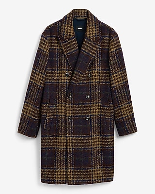 Plaid Double Breasted Wool-Blend Topcoat