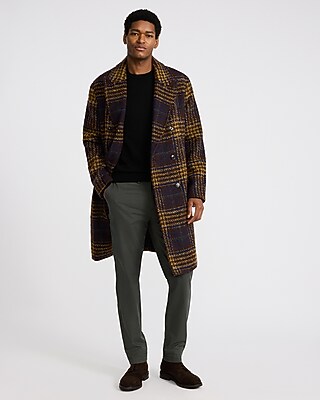 Plaid Double Breasted Wool-Blend Topcoat