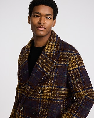 Plaid Double Breasted Wool-Blend Topcoat