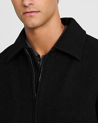 Black Boucle Double Pocket Bomber Jacket