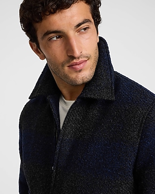 Plaid Boucle Bomber Jacket