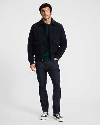 Plaid Boucle Bomber Jacket