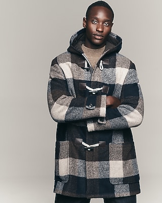 Plaid Hooded Duffle Coat | Express