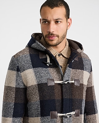 Plaid Hooded Duffle Coat