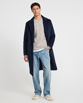Navy Wool-Blend Topcoat
