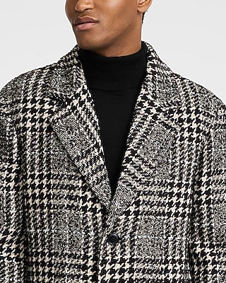 Textured Houndstooth Wool-Blend Topcoat