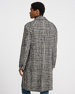 Textured Houndstooth Wool-Blend Topcoat