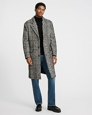 Textured Houndstooth Wool-Blend Topcoat