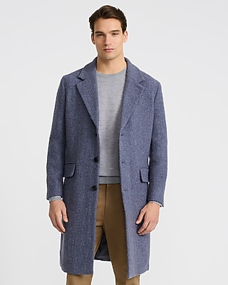 Blue Wool-blend Topcoat | Express
