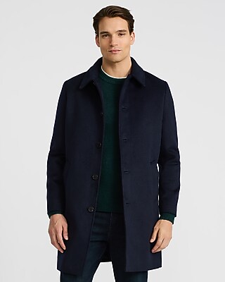 Navy Wool-Blend Topcoat