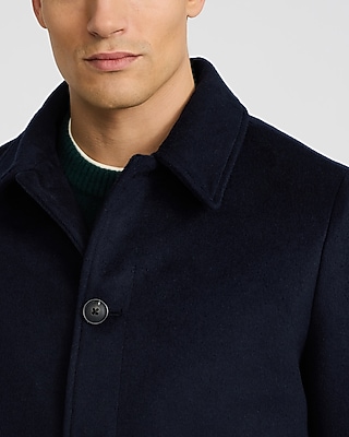 Navy Wool-Blend Topcoat