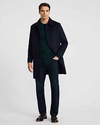 Navy Wool-Blend Topcoat