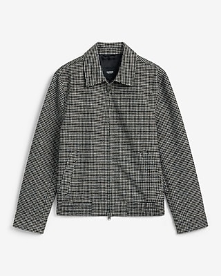 Textured Houndstooth Zip Jacket