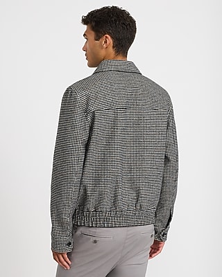 Textured Houndstooth Zip Jacket