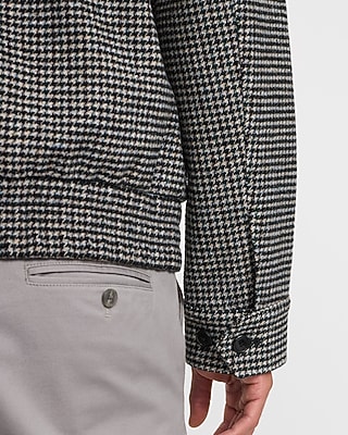 Textured Houndstooth Zip Jacket