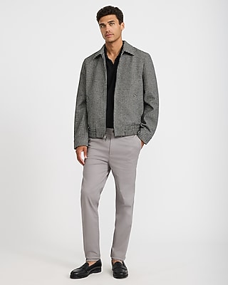 Textured Houndstooth Zip Jacket
