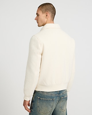 Ivory Boucle Double Pocket Bomber Jacket