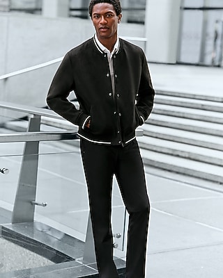 Black Quilted Bomber Jacket | Express