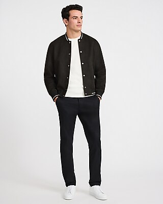 Faux Suede Bomber Jacket