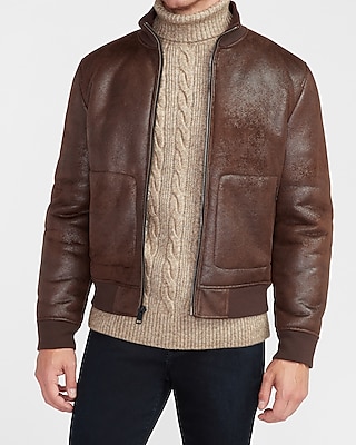 sherpa lined leather jacket