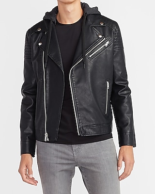 vegan leather jacket with hood