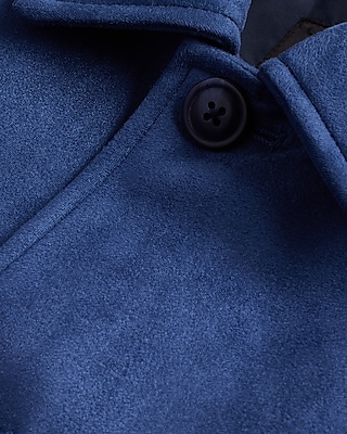 Blue Faux Suede Bomber Jacket