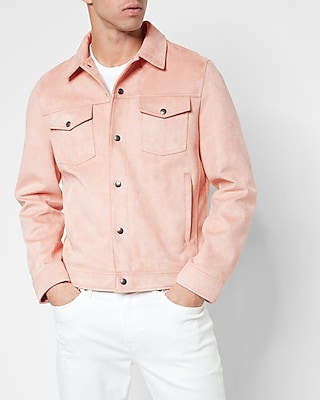 Mens Pink Suede Jacket Pink Faux Suede Trucker Jacket Express