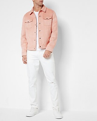 Pink Faux Suede Trucker Jacket Express