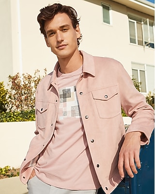 Pink Faux Suede Trucker Jacket Express