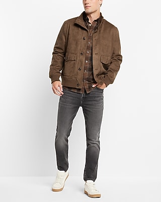 Faux Suede Bomber Jacket