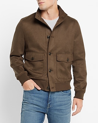 Faux Suede Bomber Jacket
