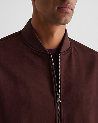 Burgundy Faux Suede Bomber Jacket