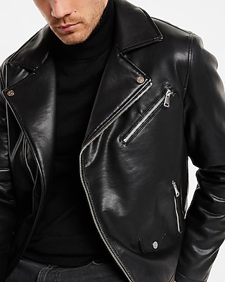Black Faux Leather Moto Jacket