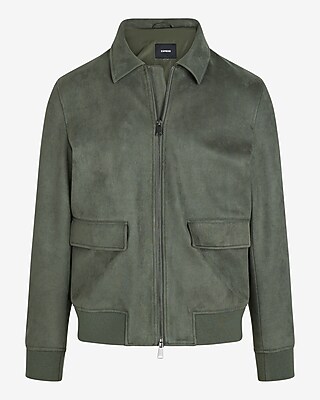 Green Faux Suede Bomber Jacket | Express