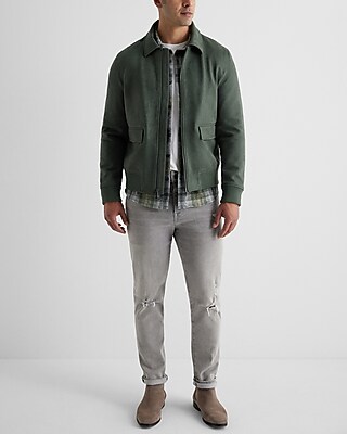 Green Faux Suede Bomber Jacket | Express