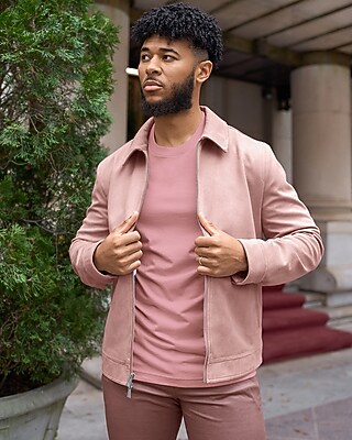 Pink Faux Suede Zip Jacket | Express