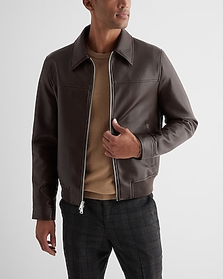 Faux Leather Bomber Jacket