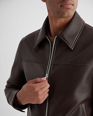 Faux Leather Bomber Jacket