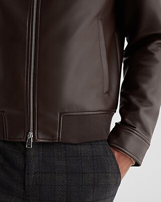 Faux Leather Bomber Jacket