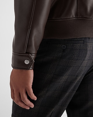 Faux Leather Bomber Jacket