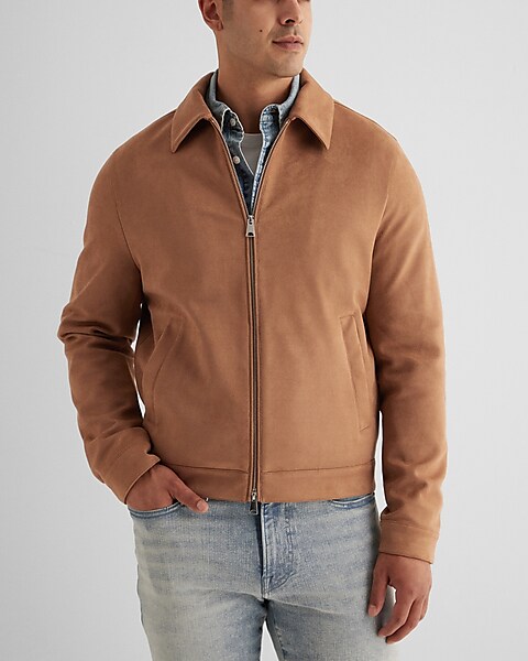Faux Suede Jacket, Light Brown