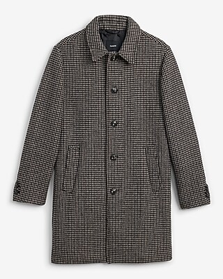 Houndstooth Wool-Blend Carcoat