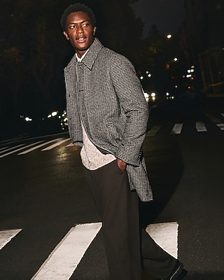 Houndstooth Wool-Blend Carcoat