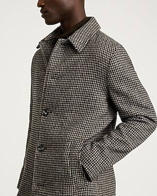 Houndstooth Wool-Blend Carcoat