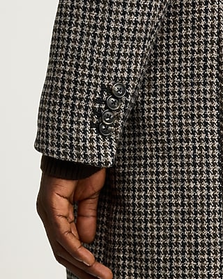 Houndstooth Wool-Blend Carcoat