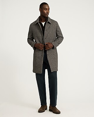 Houndstooth Wool-Blend Carcoat