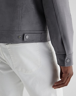 Gray Faux Suede Trucker Jacket