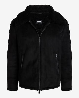 Sherpa Lined Faux Suede Jacket Express