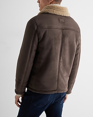 AB-WC - MTL CHOCOLATE FAUX SHEARLING FLIGHT JACKET:CHOCOLATE BROWN:L TALL